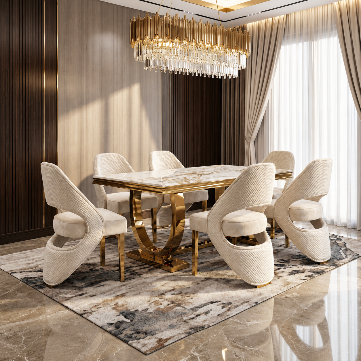 ChatGPT Image Sep 8, 2026, 03_18_48 PM Arianna White & Gold Marble Dining Table | 180cm - Image 1