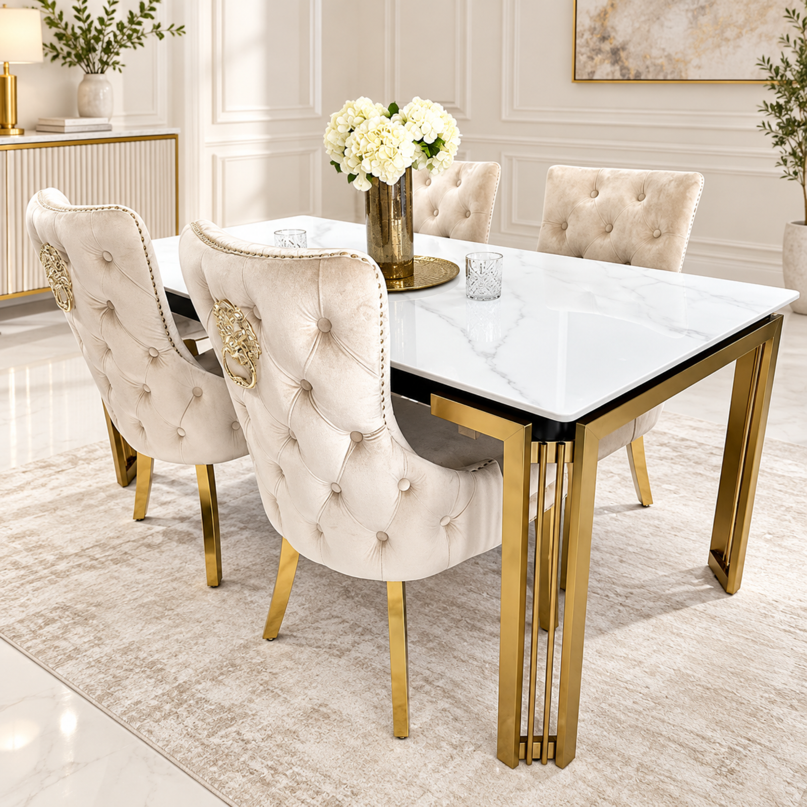 Untitled design (17) Sorrento Cream & Gold Ceramic Dining Table | 150cm - Image 1