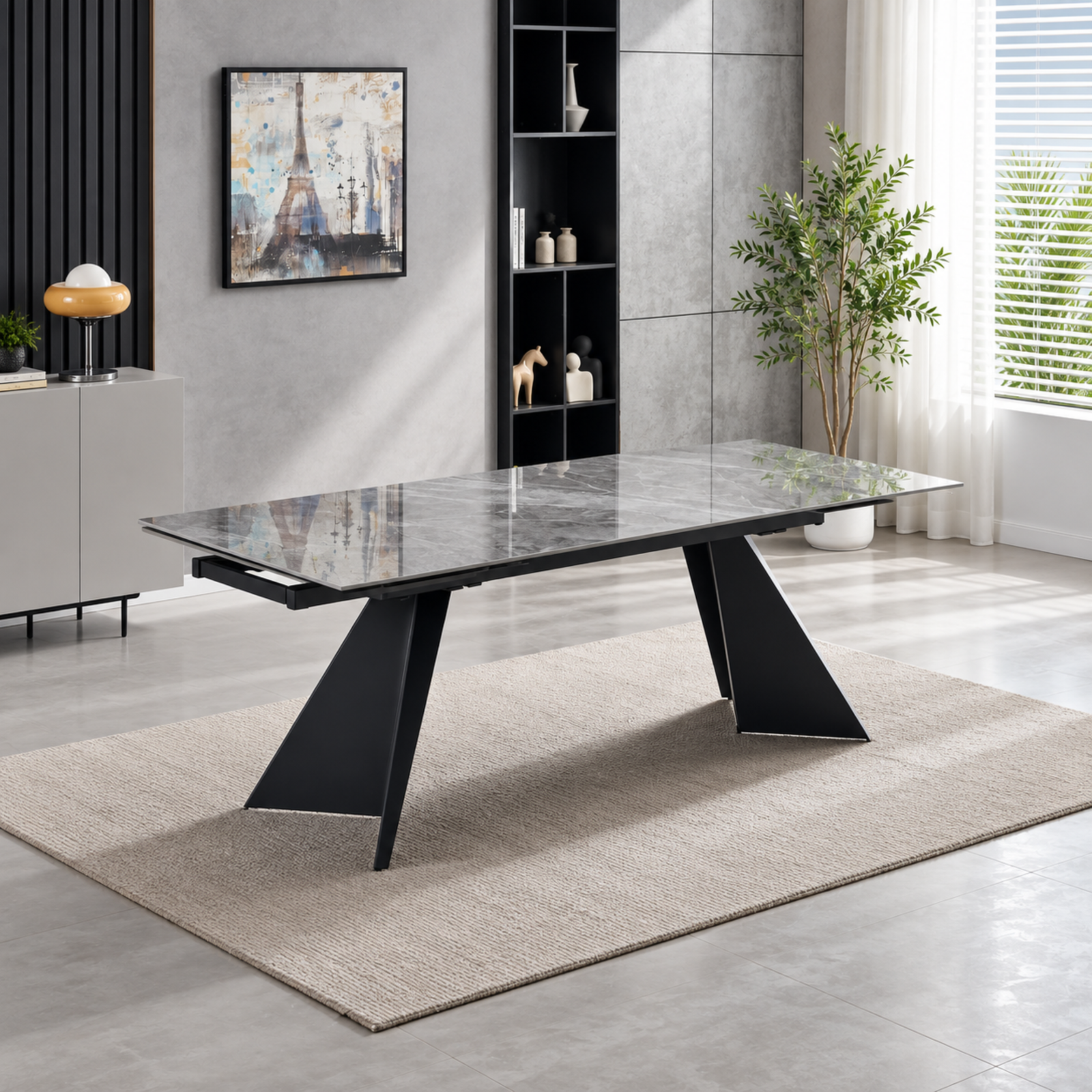 Untitled design - 2026-09-15T154726.708 Chicago 180–260cm Grey Ceramic Extending Dining Table - Image 1