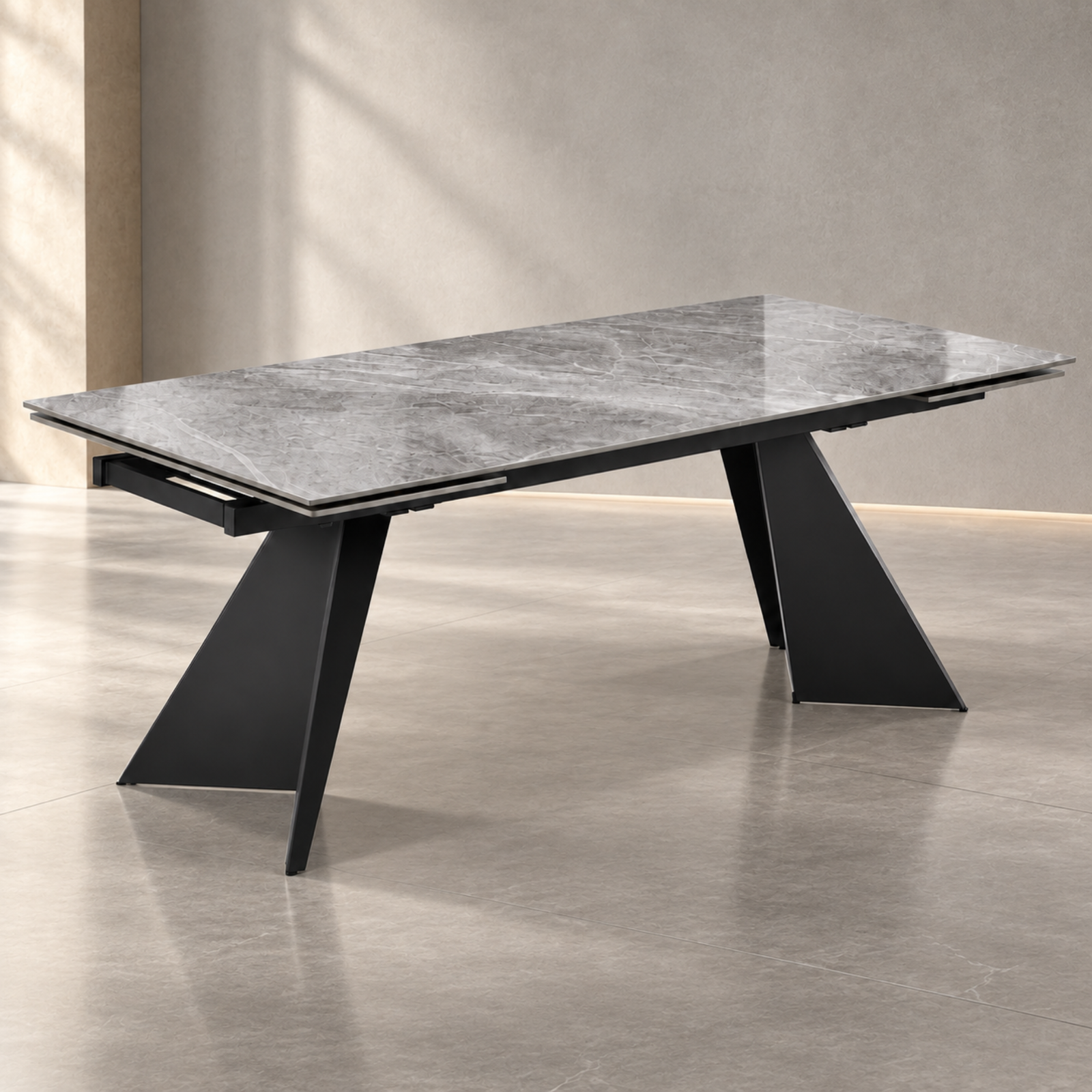 Untitled design - 2026-09-15T160037.685 Chicago 160–200cm Grey Ceramic Extending Dining Table - Image 1