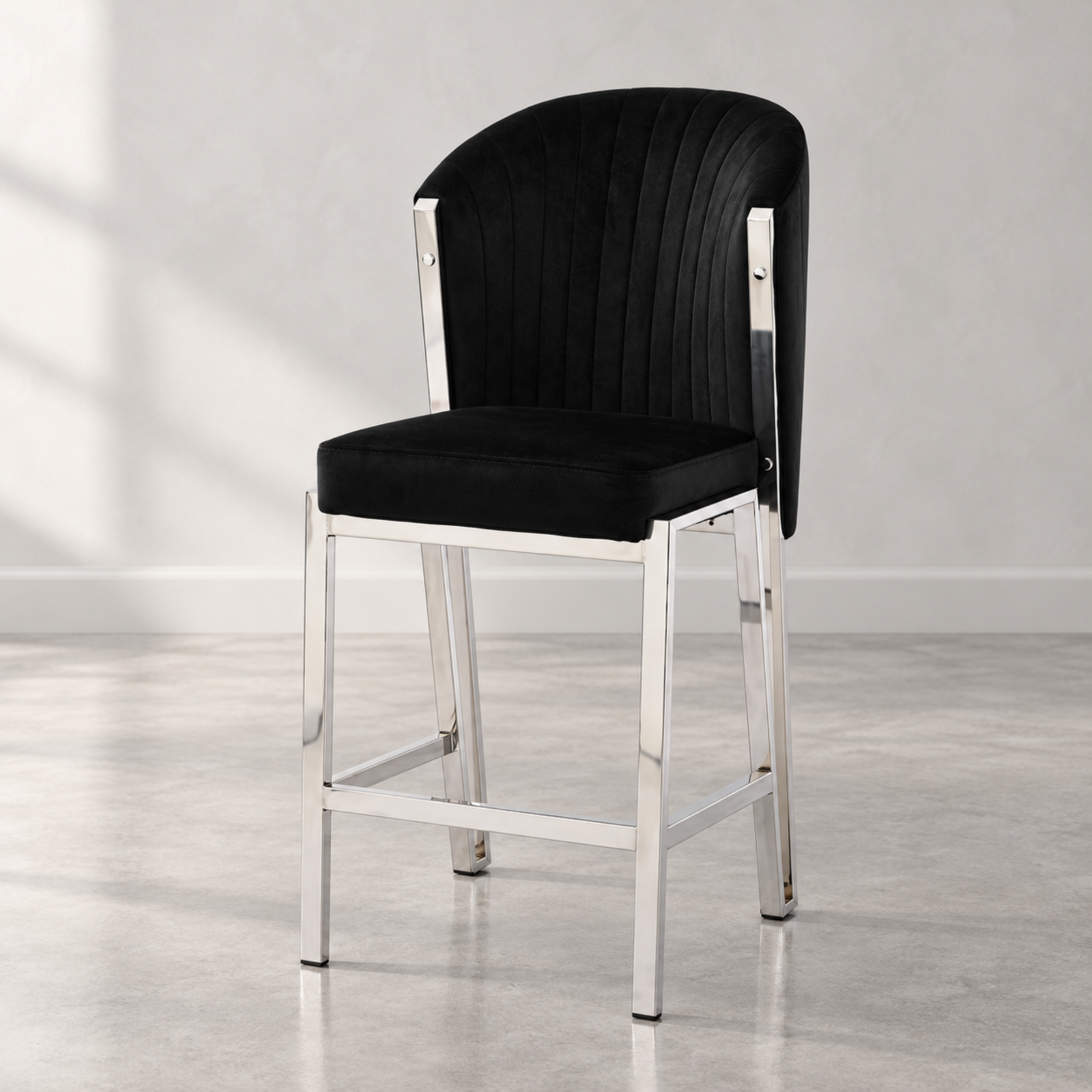 Untitled design - 2026-09-17T154902.446 Fabio Black Shimmer & Silver Breakfast Bar Stool - Image 1