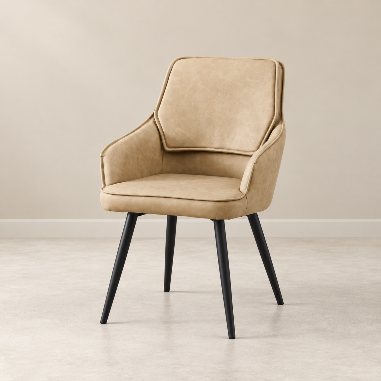 Untitled Design - 2026-10-12T151032.437 Palermo Beige PU Leather Dining Chair with Black Metal Legs - Image 1