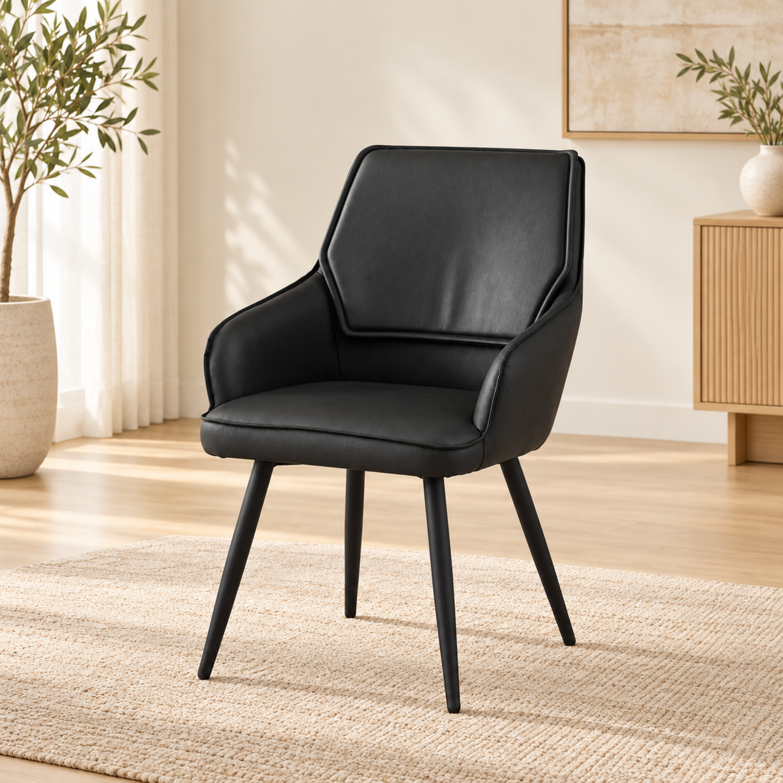 Untitled Design - 2026-10-12T153652.205 Palermo Black PU Leather Dining Chair with Black Metal Legs - Image 1