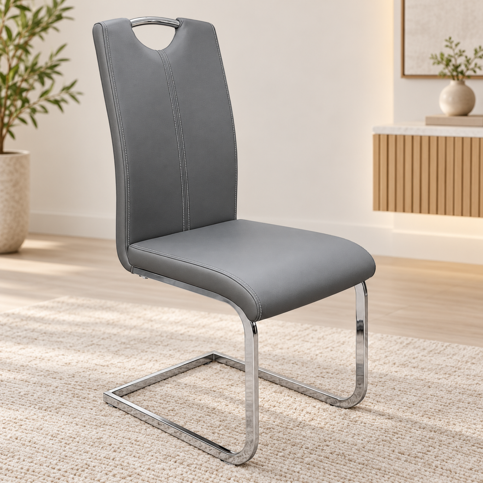 Untitled Design - 2026-10-12T162805.883 Milan Grey PU Leather Dining Chair - Image 1